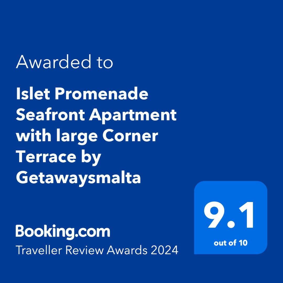Islet Promenade Seafront Apartment With Large Corner Terrace By Getawaysmalta St. Paul's Bay Bagian luar foto